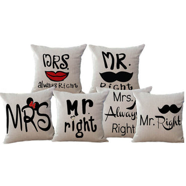 Couple Cotton Linen Pillow Case