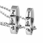 Letter Carved Her King His Queen Ring Pendant Necklace
