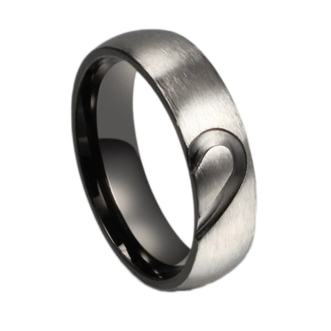 Silver Rhinestones Love Heart Couple Rings