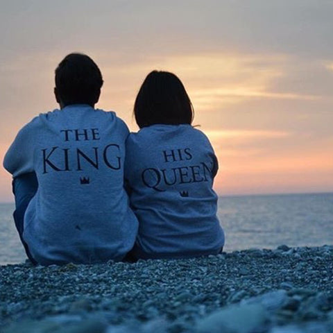 King and Queen Letter Print Long Sleeve Top