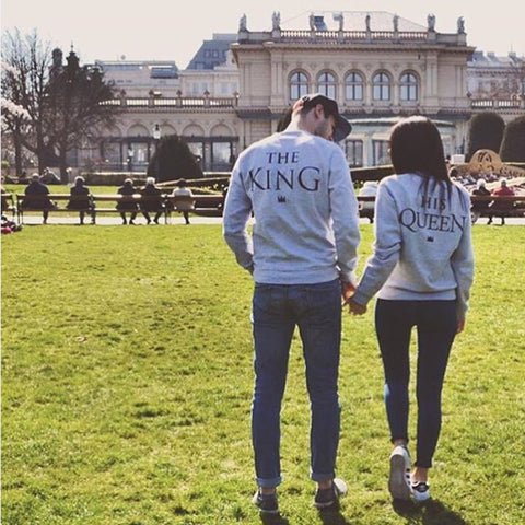 King and Queen Letter Print Long Sleeve Top