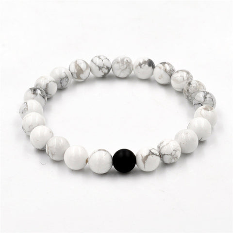 White and Black Natural Charm Beads Bracelet