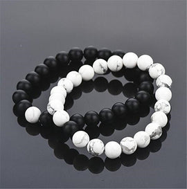 White and Black Natural Charm Beads Bracelet