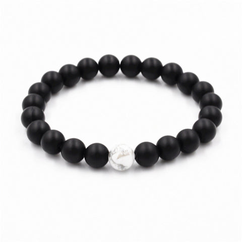 White and Black Natural Charm Beads Bracelet