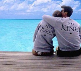 King and Queen Letter Print Long Sleeve Top