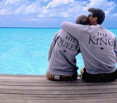 King and Queen Letter Print Long Sleeve Top