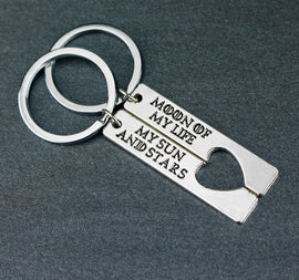 Engraved "Moon of My Life, My Sun and Stars" Lovers Keychain