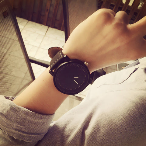 Black and White for Couple Leather Wrist Watch