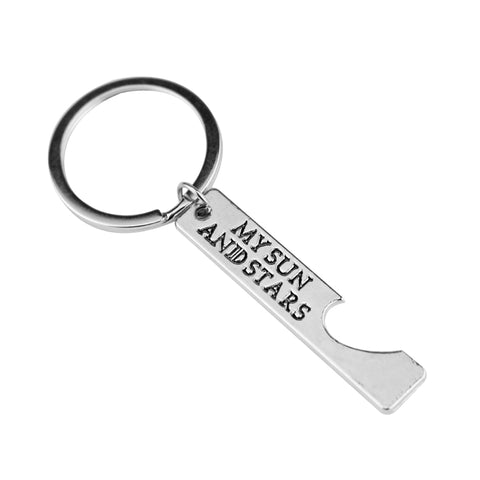 Engraved "Moon of My Life, My Sun and Stars" Lovers Keychain