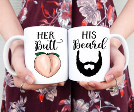 Her Butt & His Beard Couple Mugs