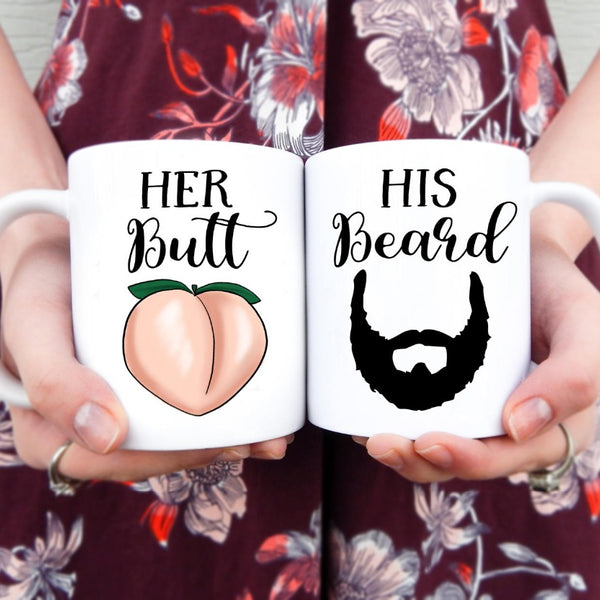 Her Butt & His Beard Couple Mugs