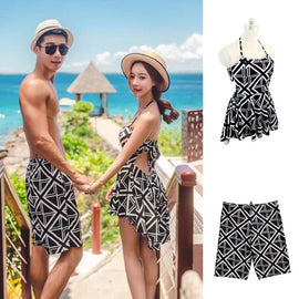 Halter Dress and Board Shorts for Couple Set