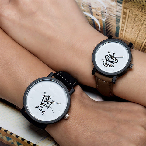 King and Queen Couples Leather Watches