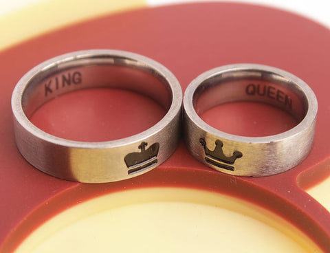 Silver King And Queen Couple Rings