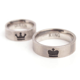 Silver King And Queen Couple Rings