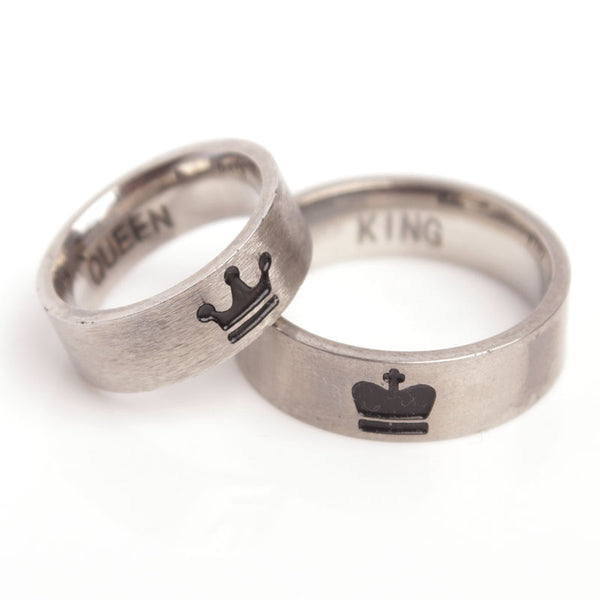 Silver King And Queen Couple Rings
