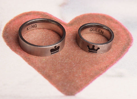 Silver King And Queen Couple Rings