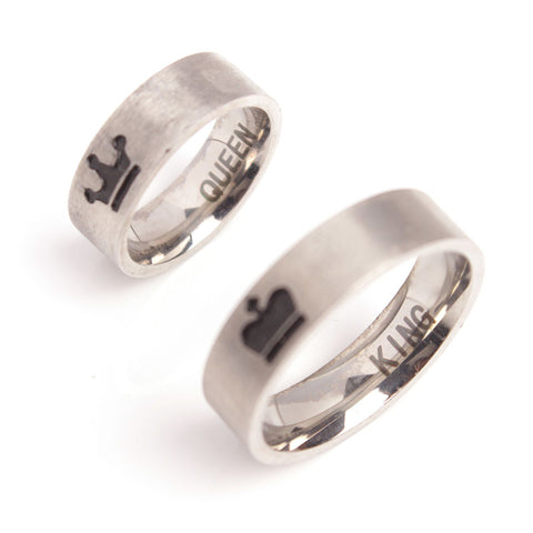 Silver King And Queen Couple Rings