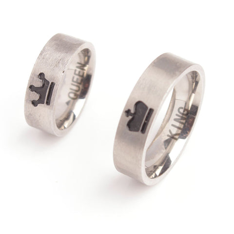 Silver King And Queen Couple Rings