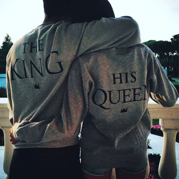 King and Queen Letter Print Long Sleeve Top