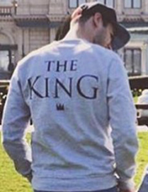 King and Queen Letter Print Long Sleeve Top