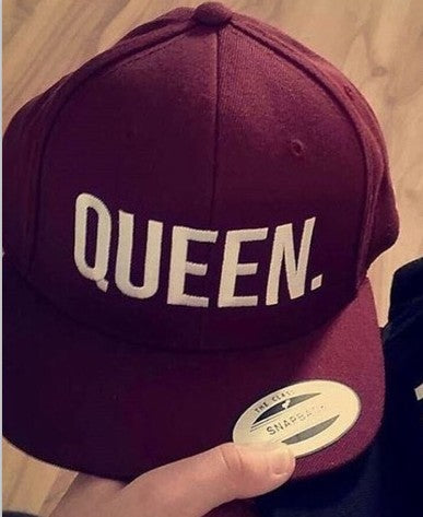Snapback King and Queen Embroidery Couple Cap