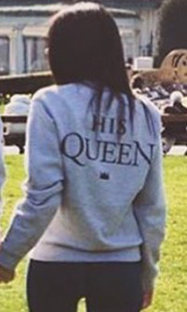 King and Queen Letter Print Long Sleeve Top